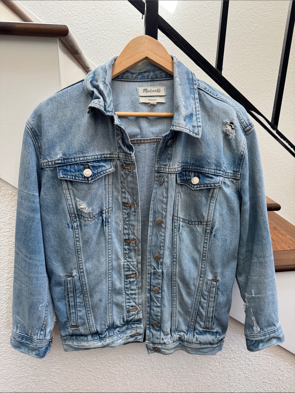 Madewell Light Wash Distressed Denim Jacket